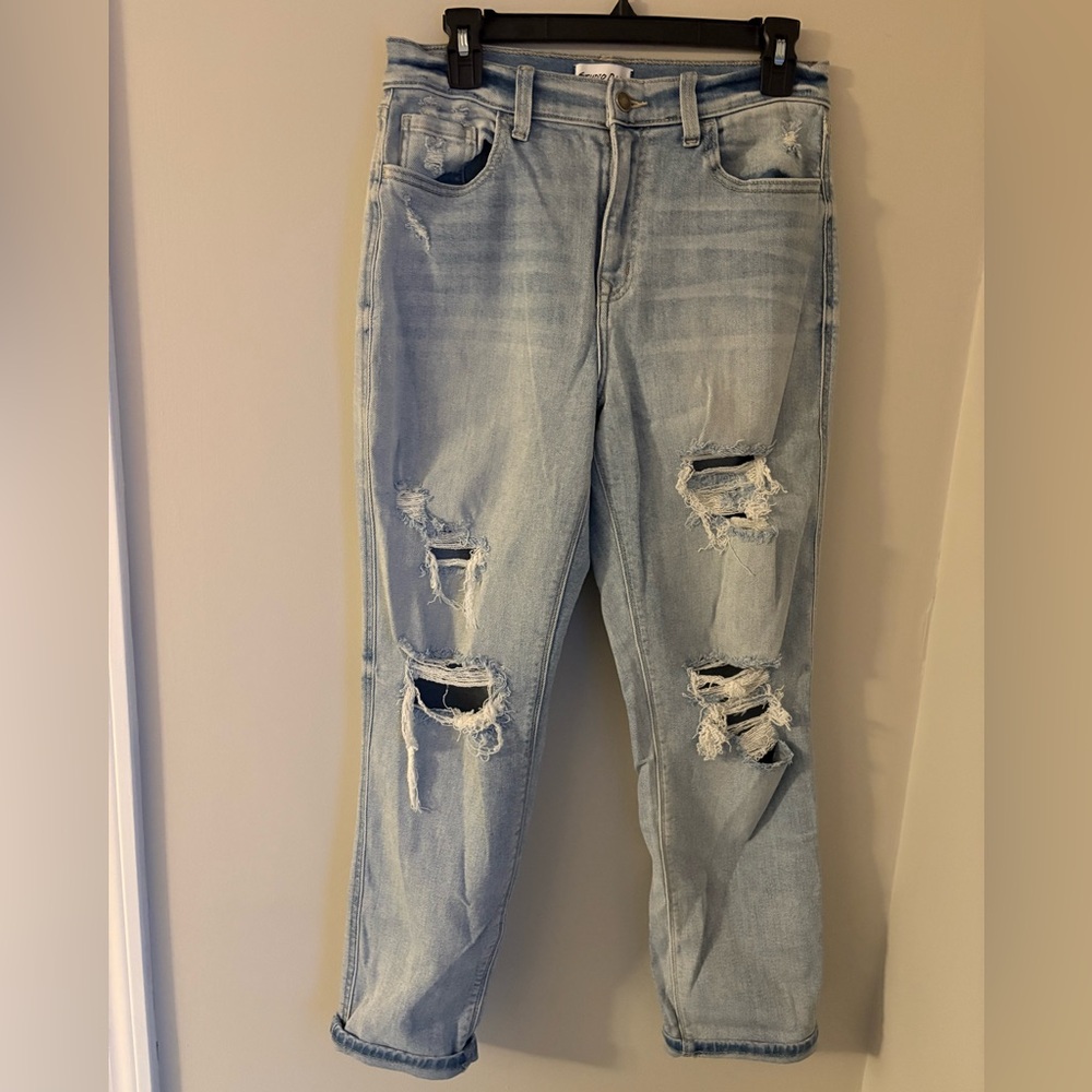 Studio Blue Distressed Girlfriend Jeans